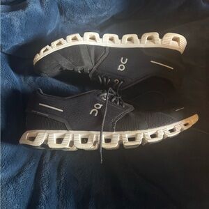 On Running Men's Black and Cream Athletic Shoes
